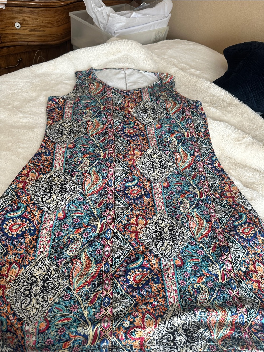 Source Unknown Multicolor Paisley Tile Midi Dress